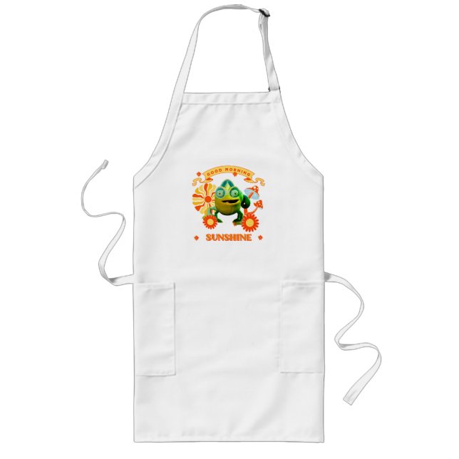 Funny Chameleon Good Morning Sunshine Retro Art Long Apron (Front)