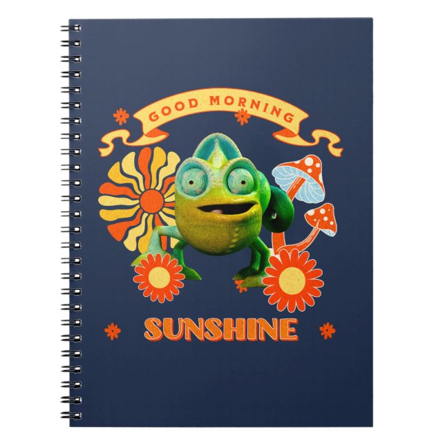 Funny Chameleon Good Morning Sunshine Retro Art Notebook (Front)
