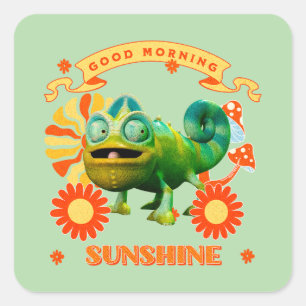 Funny Chameleon Good Morning Sunshine Square Sticker