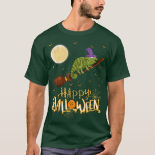 Funny Chameleon Ride Witch Shot Chameleon Hallowee T-Shirt