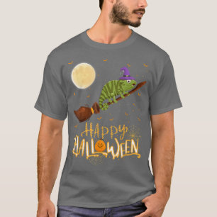 Funny Chameleon Ride Witch Shot Chameleon Hallowee T-Shirt