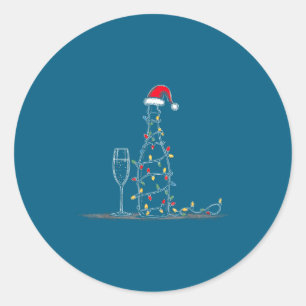 Funny Champagne Christmas Graphics Lights Lover Dr Classic Round Sticker