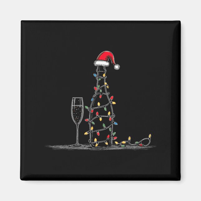 Funny Champagne Christmas Graphics Lights Lover Dr Magnet (Front)