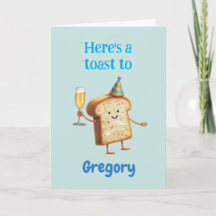 Funny Champagne Toast Character for Men, Bubbly Card