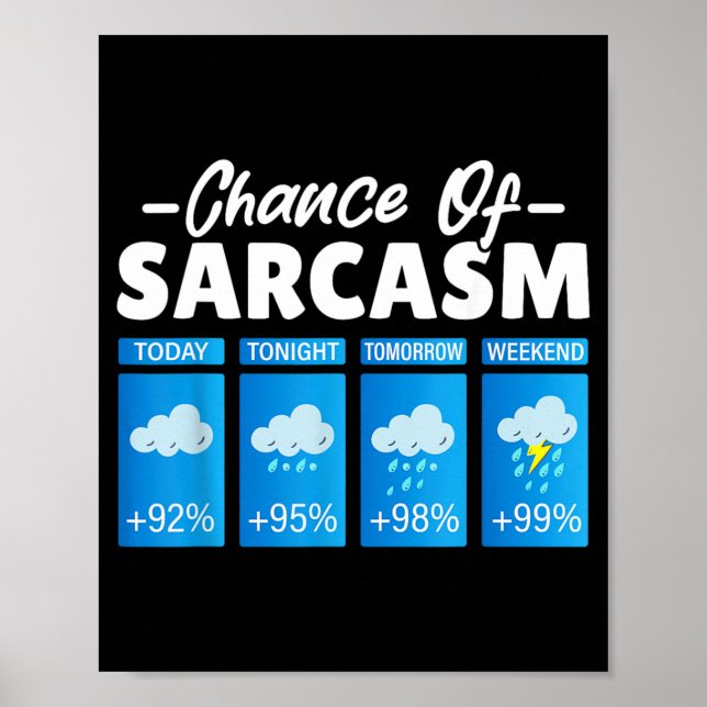 Funny Chance Of Sarcasm Humour Funny Men Sarcastic Poster (Front)