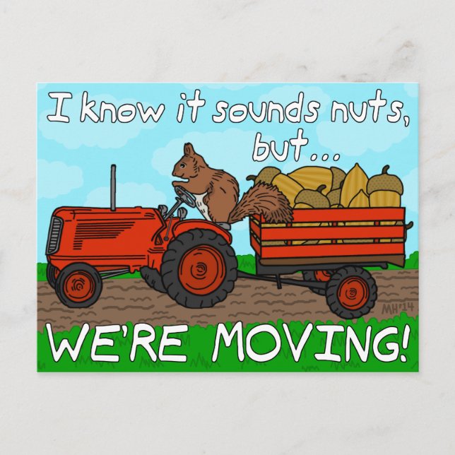 Funny Change of Address Squirrel We've Moved Announcement Postcard (Front)