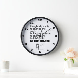 Funny change toilet paper roll bathroom clock