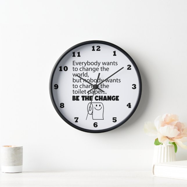 Funny change toilet paper roll bathroom clock (Home)