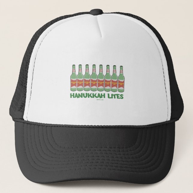 FUNNY  CHANUKAH HANUKKAH LITES GIFTS TRUCKER HAT (Front)