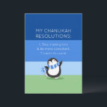Funny Chanukah Hanukkah Resolution Holiday Card<br><div class="desc">This Hanukkah / Chanukah let our cute whimsical Penguin bring a smile to someone you love. With a silly - zany list of resolutions ( that can even be edited- if you choose.) Add your personal greeting on the reverse. After all, the best gift is the gift of laughter! Need...</div>