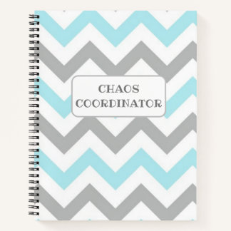 Funny chaos coordinator zigzag teal grey white notebook