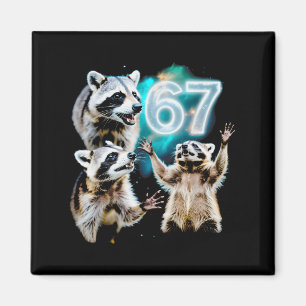 Funny Chaotic Raccoon Howling At 67 Cosmic Six Sev Magnet