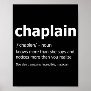 Funny Chaplain Definition New Job Gift For Chaplai Poster