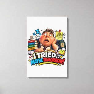 Funny Characters Back to School Balloon Canvas Print