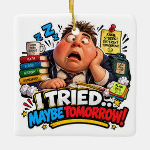Funny Characters Back to School Balloon Ceramic Ornament