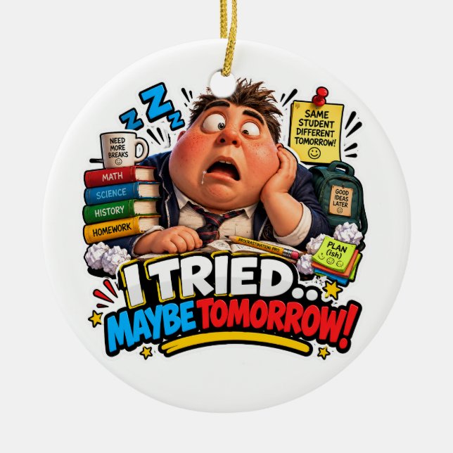 Funny Characters Back to School Balloon Ceramic Tree Decoration (Front)
