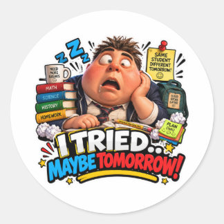 Funny Characters Back to School Balloon Classic Round Sticker