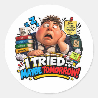 Funny Characters Back to School Balloon Classic Round Sticker
