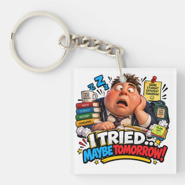 Funny Characters Back to School Balloon Key Ring (Front)