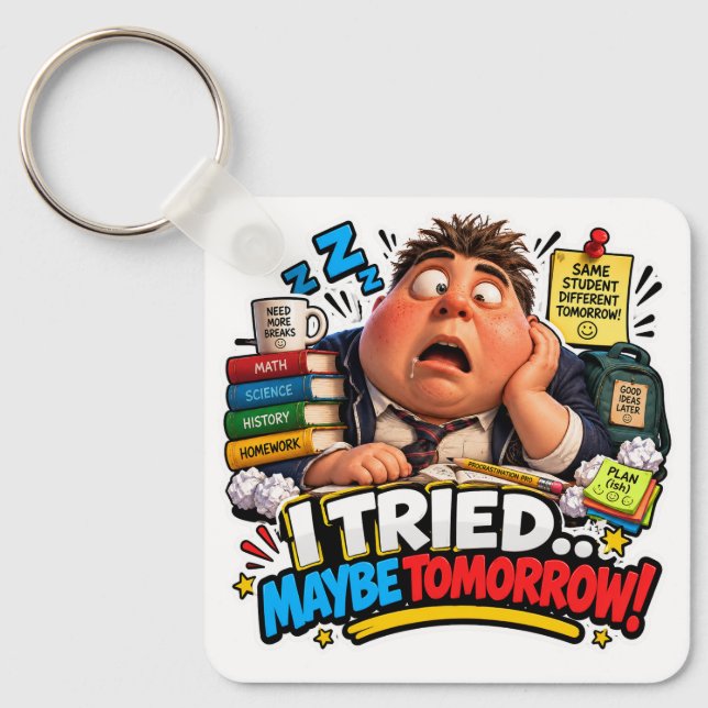 Funny Characters Back to School Balloon Key Ring (Front)
