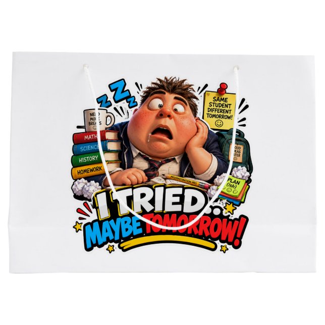 Funny Characters Back to School Balloon Large Gift Bag (Back)