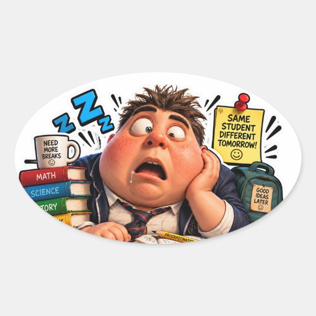 Funny Characters Back to School Balloon Oval Sticker (Front)