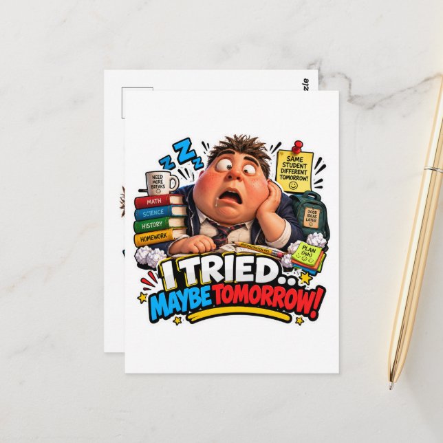 Funny Characters Back to School Balloon Postcard (Front/Back In Situ)