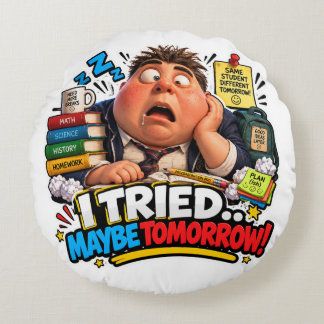 Funny Characters Back to School Balloon Round Cushion