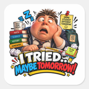 Funny Characters Back to School Balloon Square Sticker
