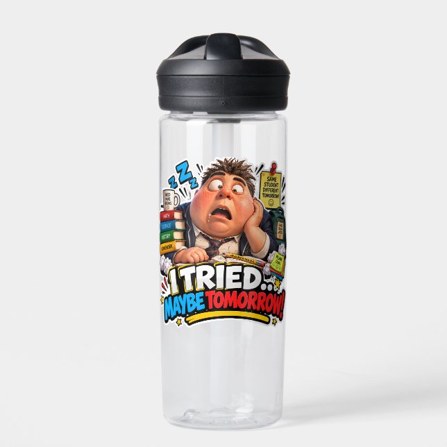 Funny Characters Back to School Balloon Water Bottle (Front)