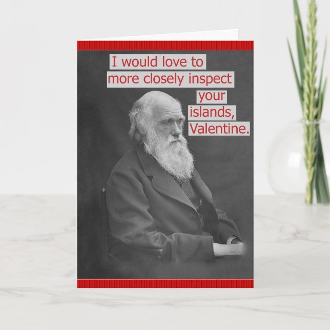Funny Charles Darwin Valentine's Day Personalised Holiday Card (Front)