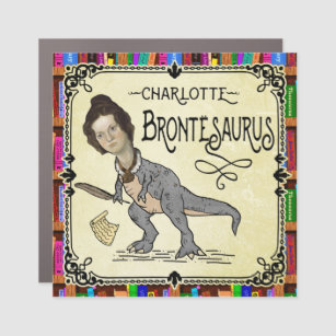 Funny Charlotte Bronte Saurus Dinosaur Book Reader Car Magnet