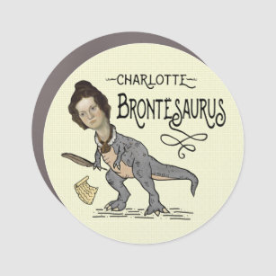 Funny Charlotte Bronte Saurus Dinosaur Book Reader Car Magnet