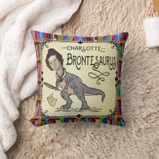 Funny Charlotte Bronte Saurus Dinosaur Book Reader Cushion