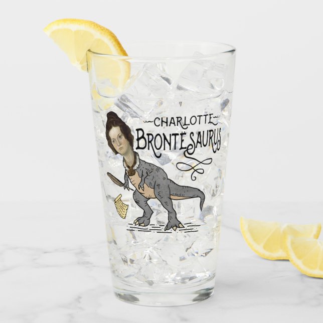 Funny Charlotte Bronte Saurus Dinosaur Book Reader Glass (Front Ice)