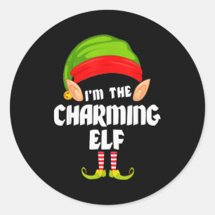 Funny Charming Elf Matching Family Group Pj Christ Classic Round Sticker