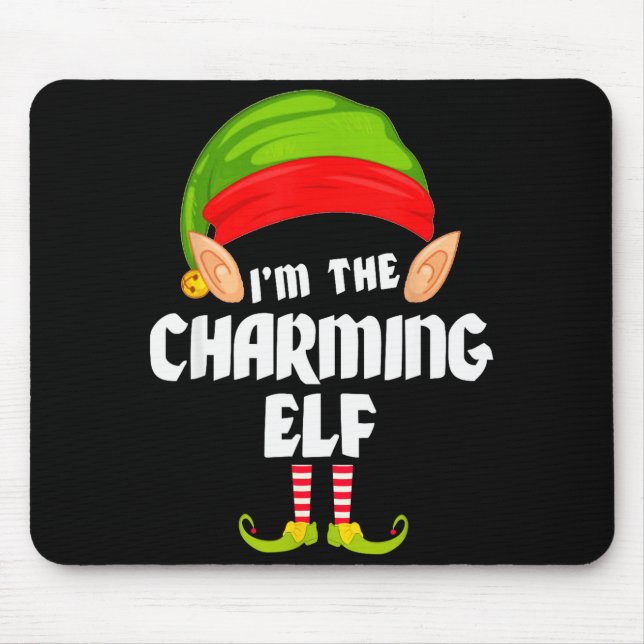 Funny Charming Elf Matching Family Group Pj Christ Mouse Pad (Front)