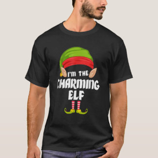 Funny Charming Elf Matching Family Group PJ Christ T-Shirt