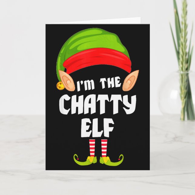 Funny Chatty Elf Matching Family Group Pj Christma Card (Front)