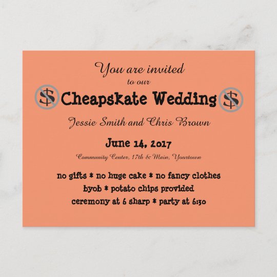 Funny Cheapskate Wedding Invitation Zazzle Co Nz