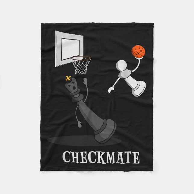 Funny Checkmate Chess Basketball Game Board King P Fleece Blanket (Front)