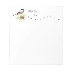 Funny "Cheeps from Mum" Chickadee, Bird Tracks Notepad