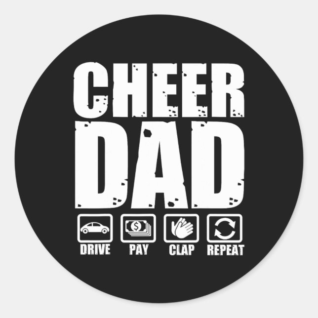 Funny Cheer Dad Proud Cheerleader Father Humour Fa Classic Round Sticker (Front)