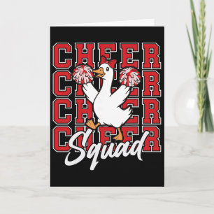 Funny Cheer Squad Goose Red Coquette Bow Sport Che Card