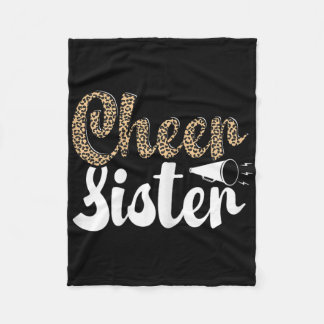 Funny Cheerleading Leopard Graphic Women Cheer Sis Fleece Blanket