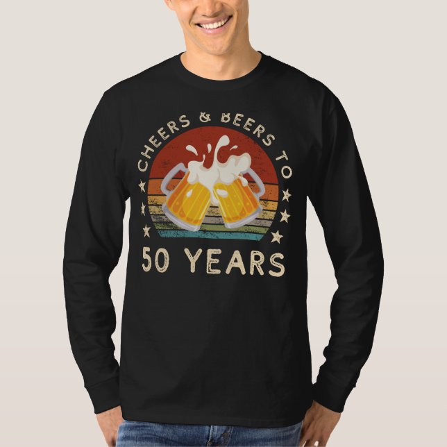 Funny Cheers and Beers 50th Birthday Celebration T T-Shirt (Front)
