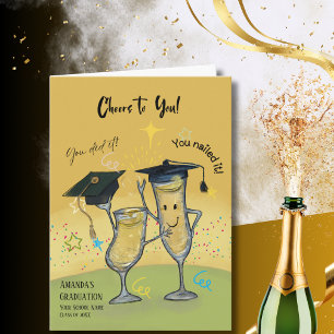 Funny Cheers Champagne Glasses Graduation Card