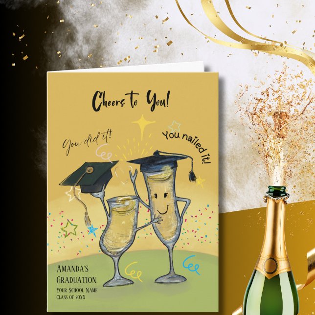 Funny Cheers Champagne Glasses Graduation Card (Funny Cheers Champagne Glasses Graduation Card (2))