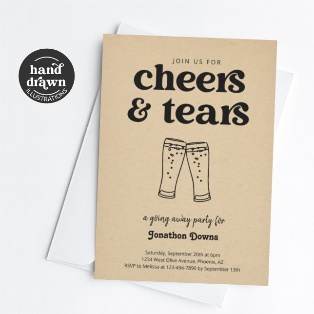 Funny Cheers & Tears Beer Going Away Party Invitation (Creator Uploaded)