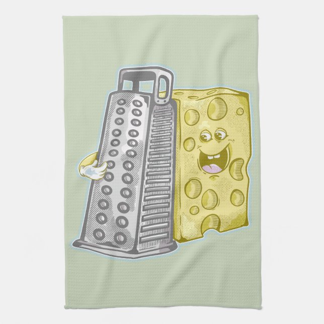 Funny cheese and cheese grater tea towel (Vertical)